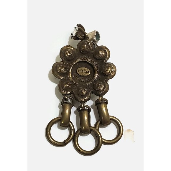 Vintage Gerard Yosca Rhinestone & White Glass Cabochon Designer Earrings - Picture 3 of 5